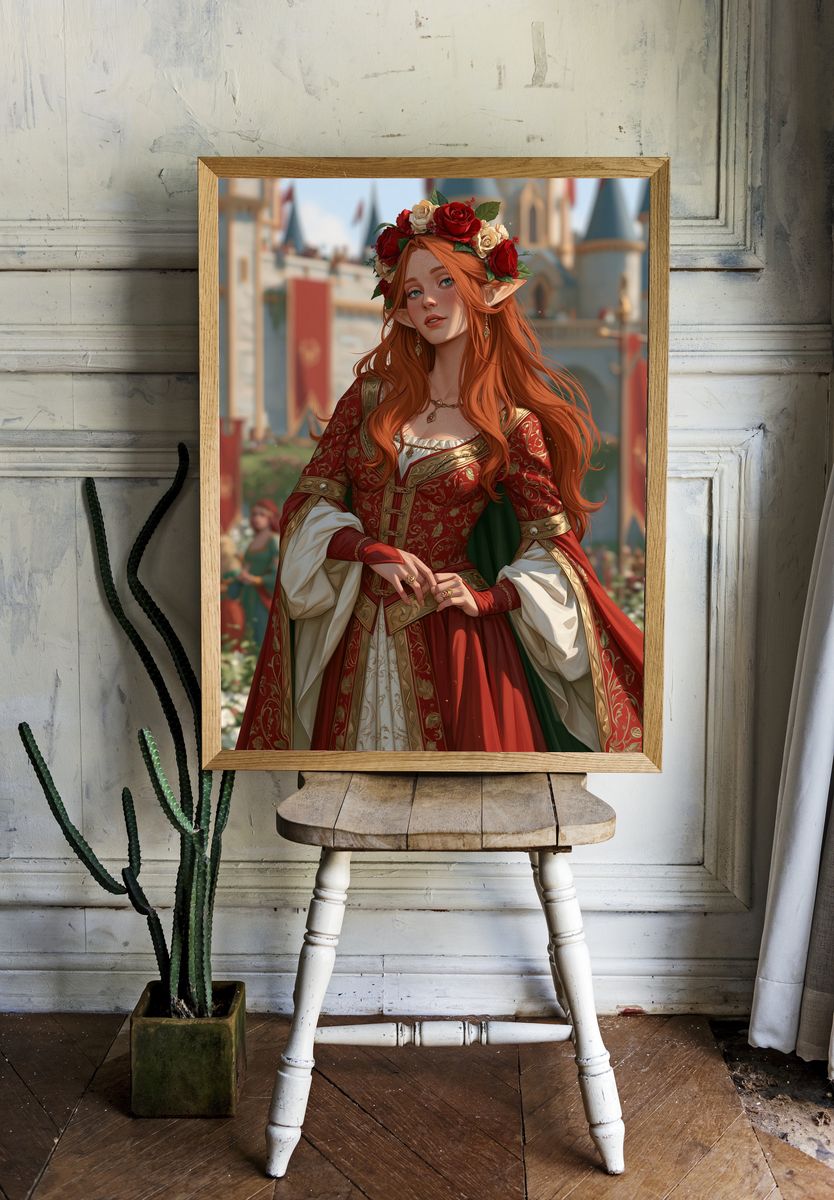 Elven Princess Fantasy Illustration Poster. — room view 1