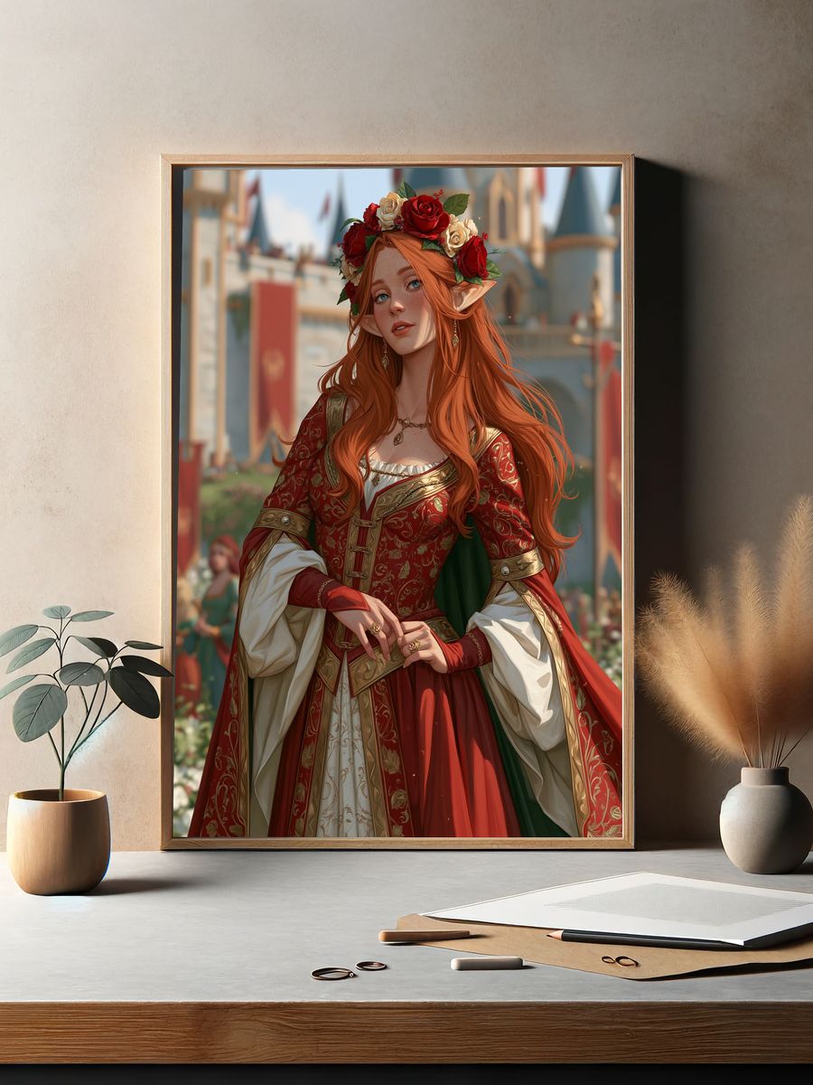 Elven Princess Fantasy Illustration Poster. — room view 2