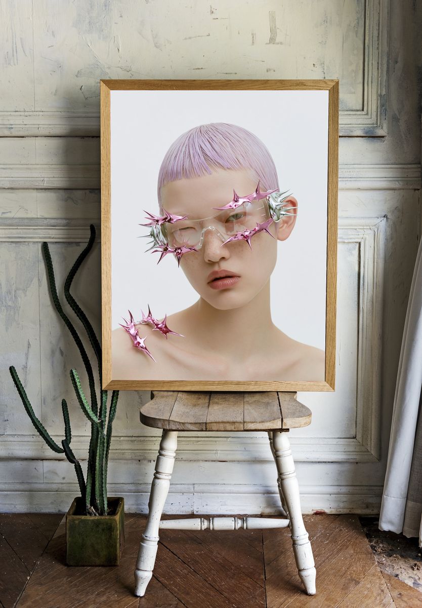 Futuristic Portrait — Digital Art Print. room preview