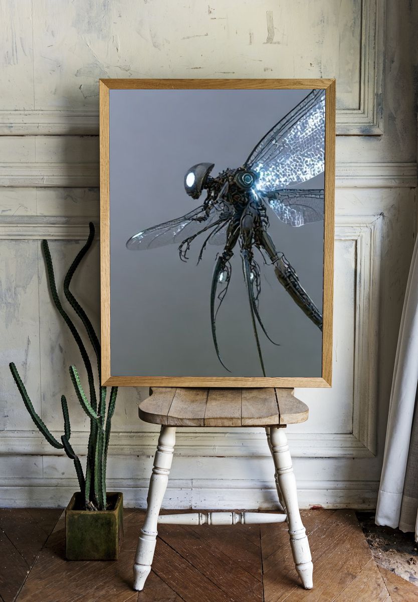 Cyber Dragonfly Illustration Poster. room preview