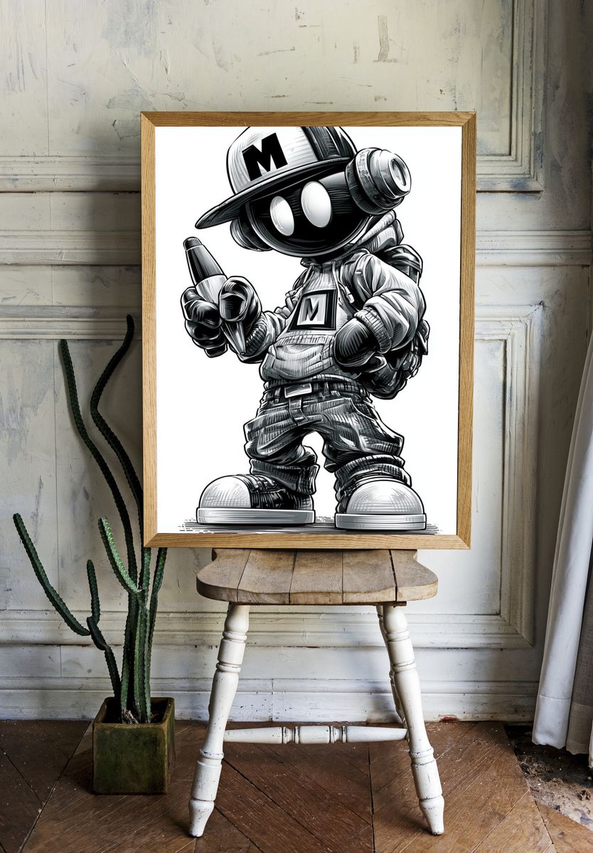 Graffiti Robot Kid Illustration Poster. room preview