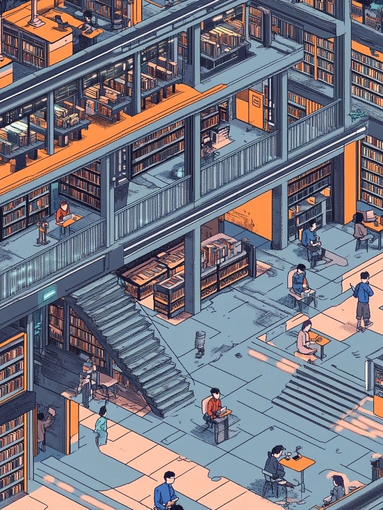 Futuristic Library Interior Print. poster detail