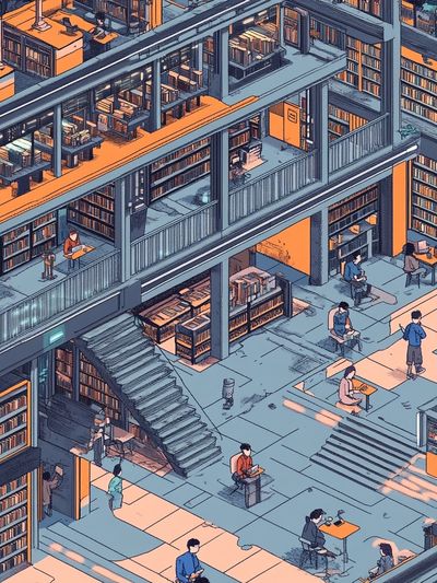 Futuristic Library Interior Print. poster
