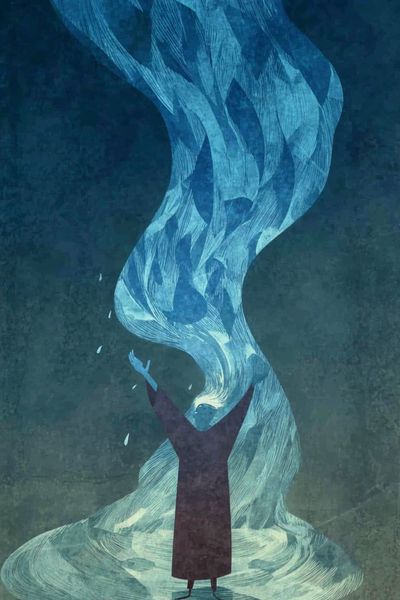Mystic Figure and Flowing Light Print.