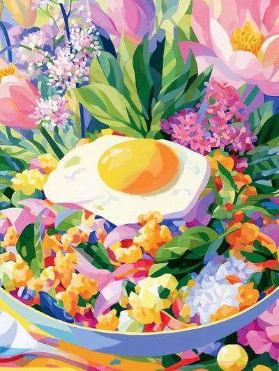Floral Fried Egg Illustration Poster. poster