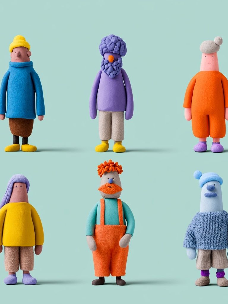 Playful Clay Characters Illustration Poster. poster — illustration art