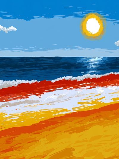 Sunlit Seascape Illustration Poster. poster