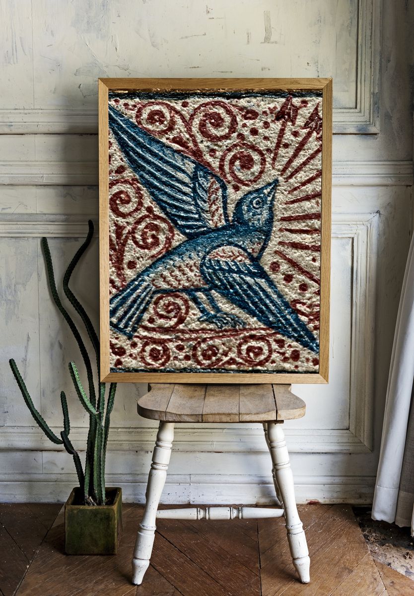 Blue Bird Folk Art Print. — room view 1