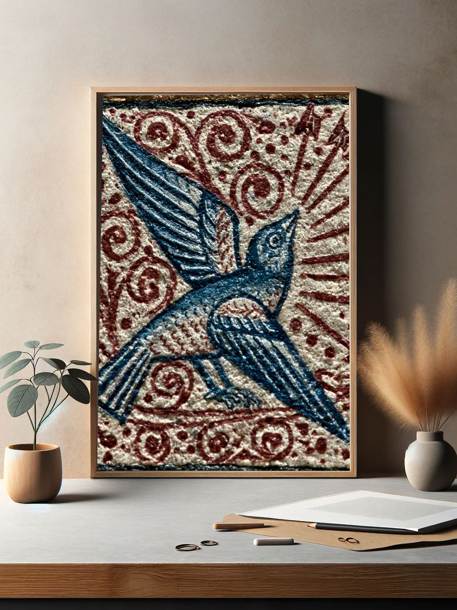 Blue Bird Folk Art Print. — room view 2