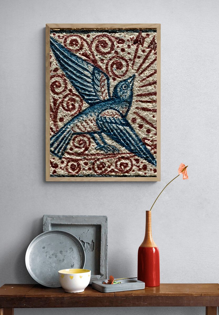 Blue Bird Folk Art Print. — room view 3