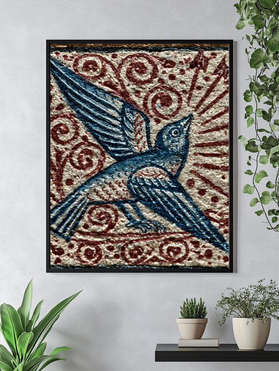 Blue Bird Folk Art Print. — room view 4