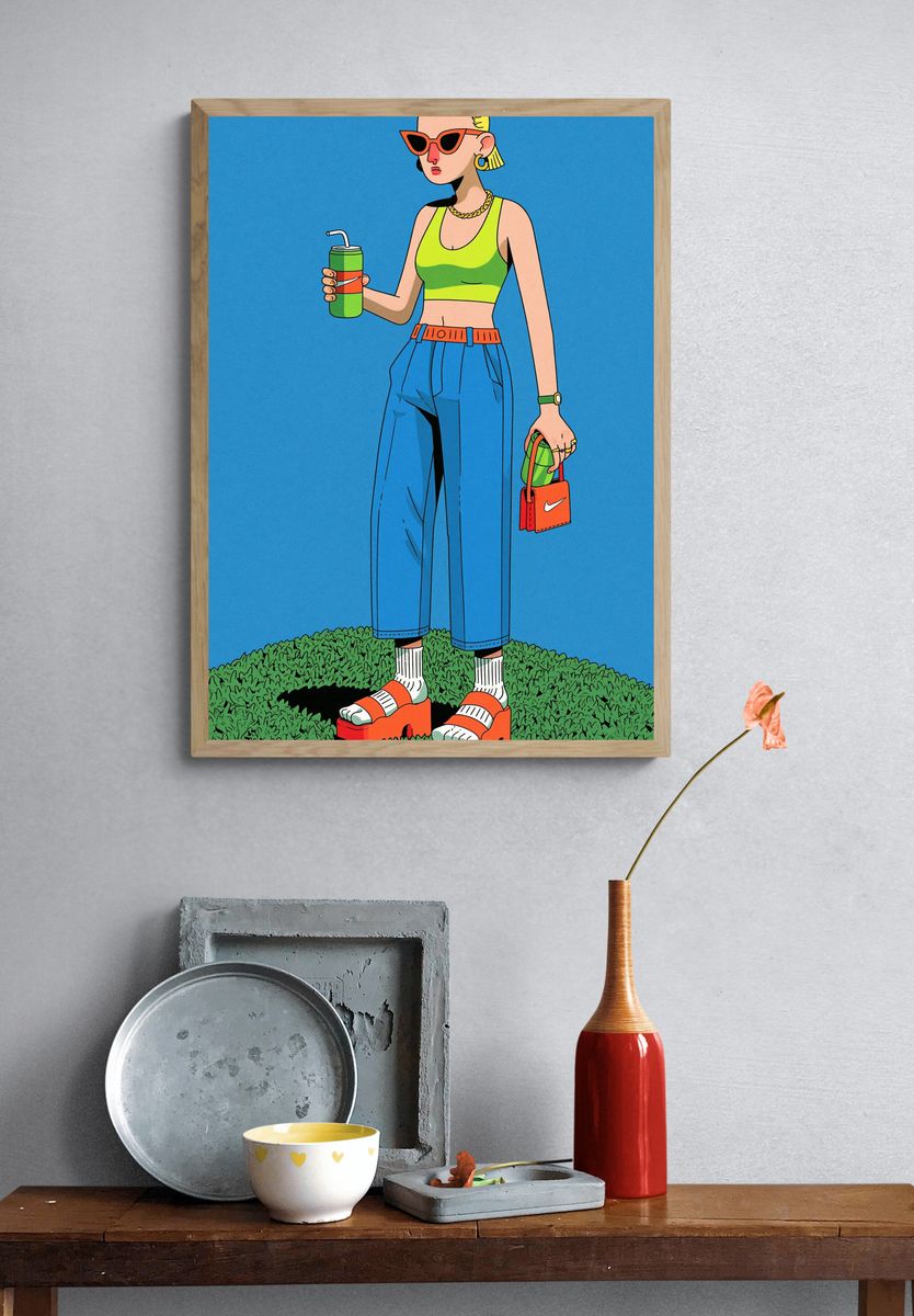 Streetwear Girl Illustration Poster. — room view 3