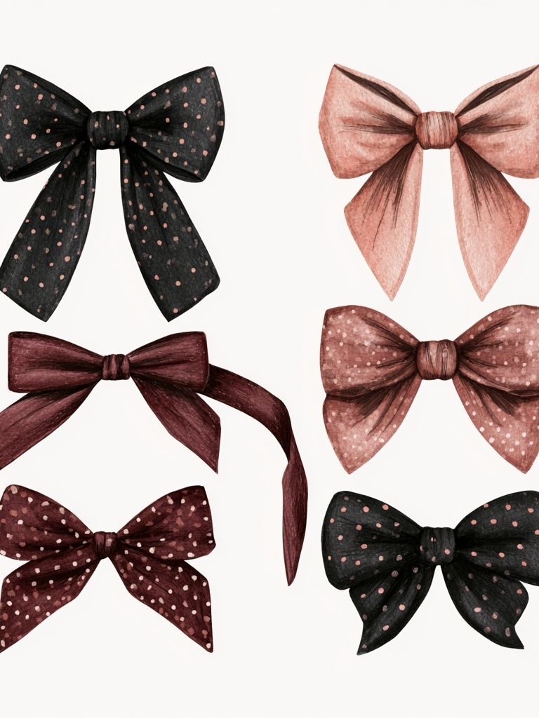 Ribbon Bow Watercolor Print. poster detail