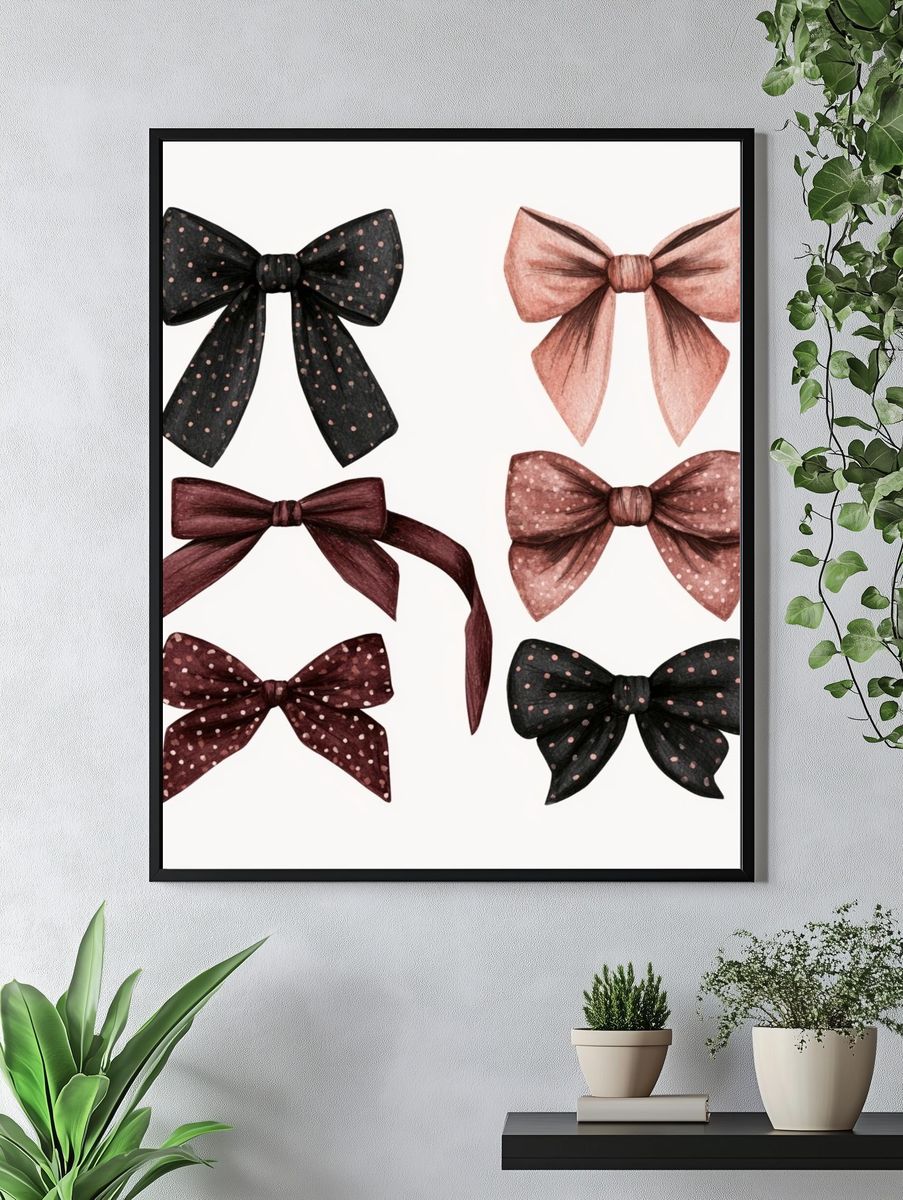 Ribbon Bow Watercolor Print. — room view 4