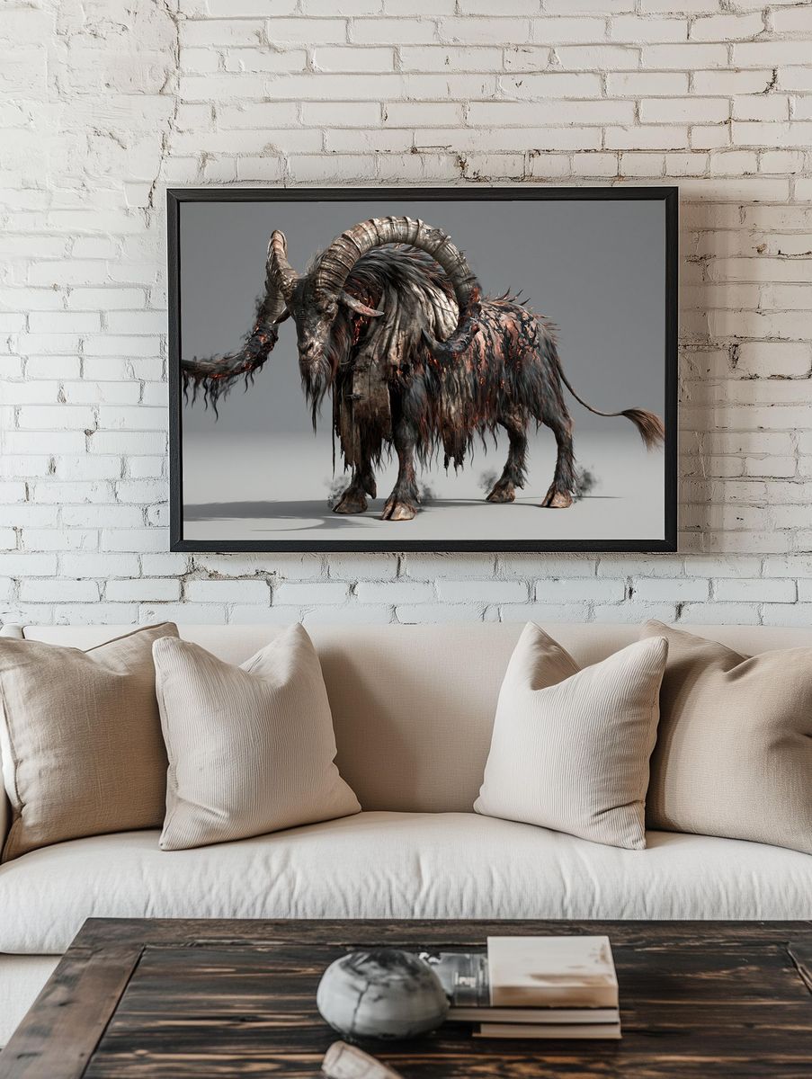Infernal Ram Digital Art Poster. — room view 1