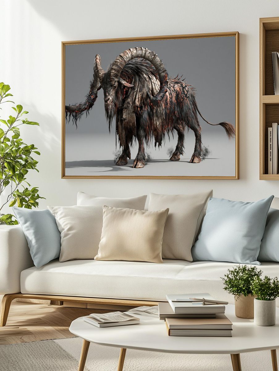 Infernal Ram Digital Art Poster. — room view 2