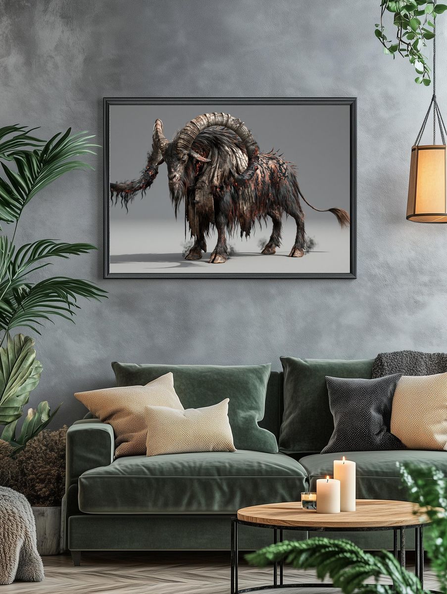 Infernal Ram Digital Art Poster. — room view 4