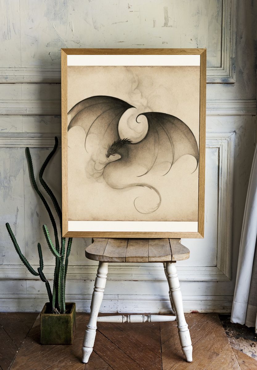 Dragon Ink Illustration Poster. room preview