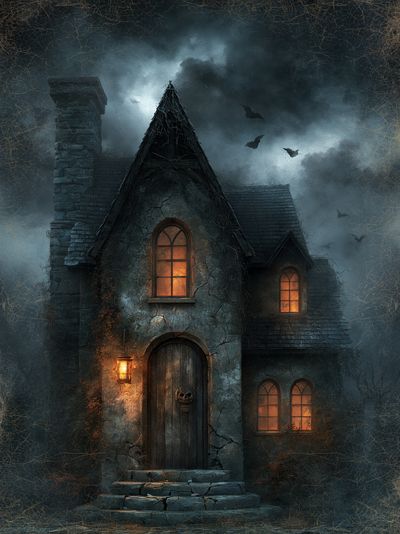 Haunted Gothic House Illustration Poster.