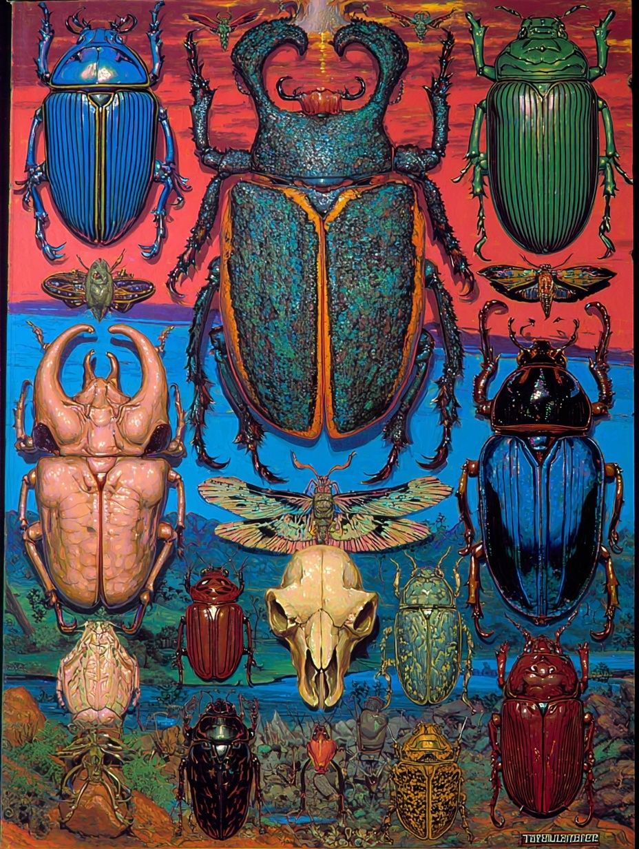 Beetle Collection Illustration Poster. poster — illustration art