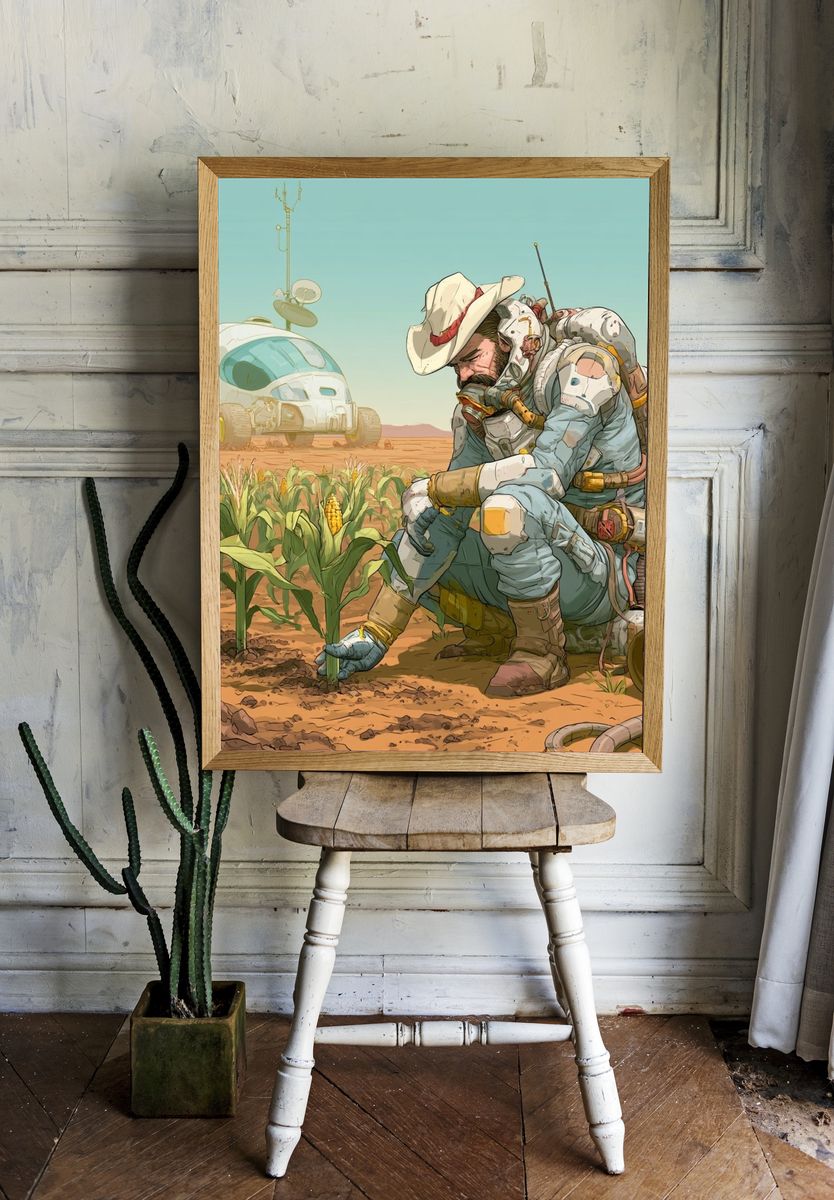 Mars Farmer Digital Art Print. — room view 1