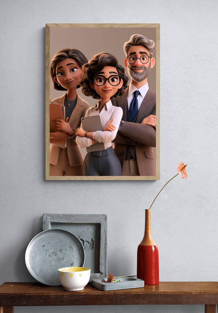 Professional Team Portrait Illustration Poster. — room view 3