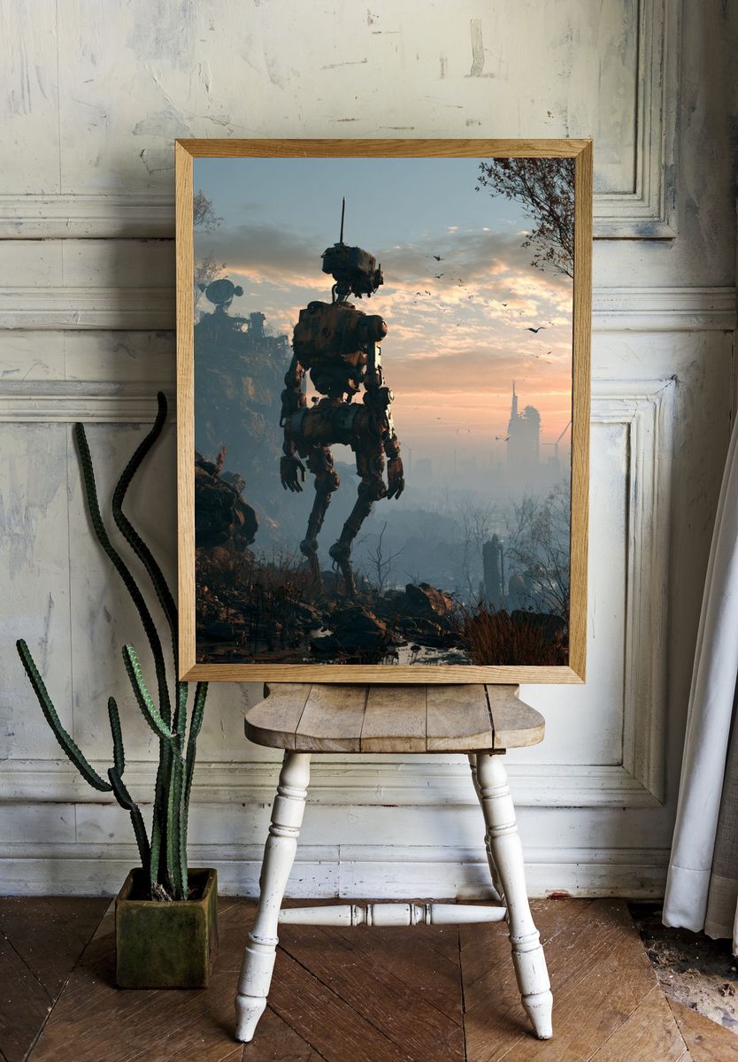 Mech at Sunrise Sci-Fi Poster. — room view 1