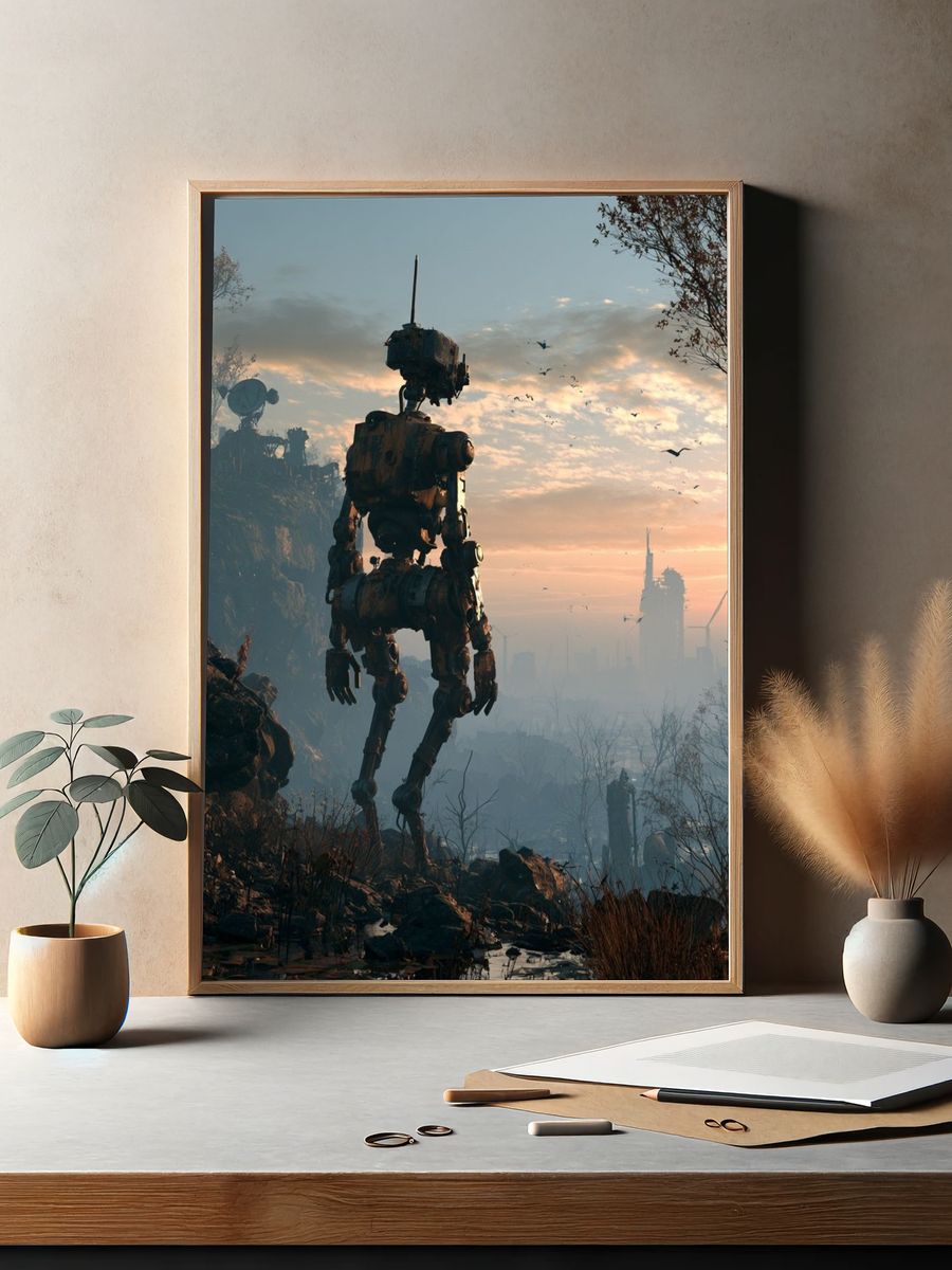 Mech at Sunrise Sci-Fi Poster. — room view 2