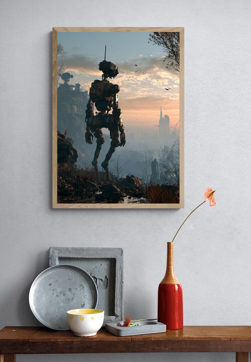 Mech at Sunrise Sci-Fi Poster. — room view 3