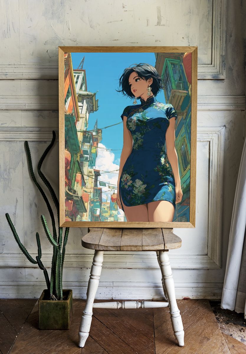 Urban Street Portrait Illustration Poster. — room view 1