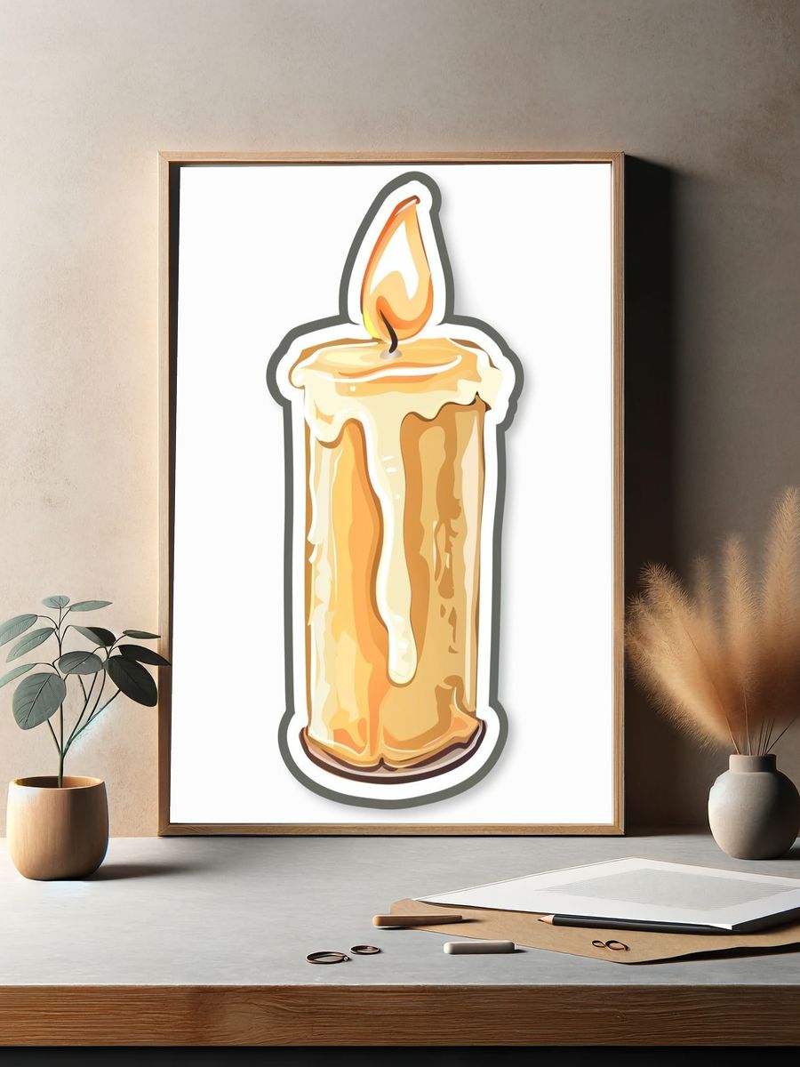 Melting Candle Illustration Poster. — room view 2