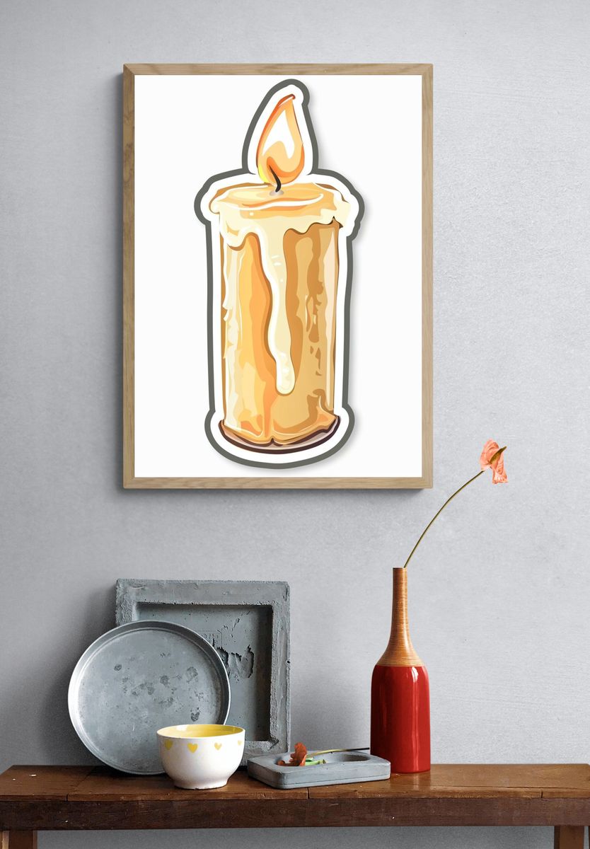 Melting Candle Illustration Poster. — room view 3