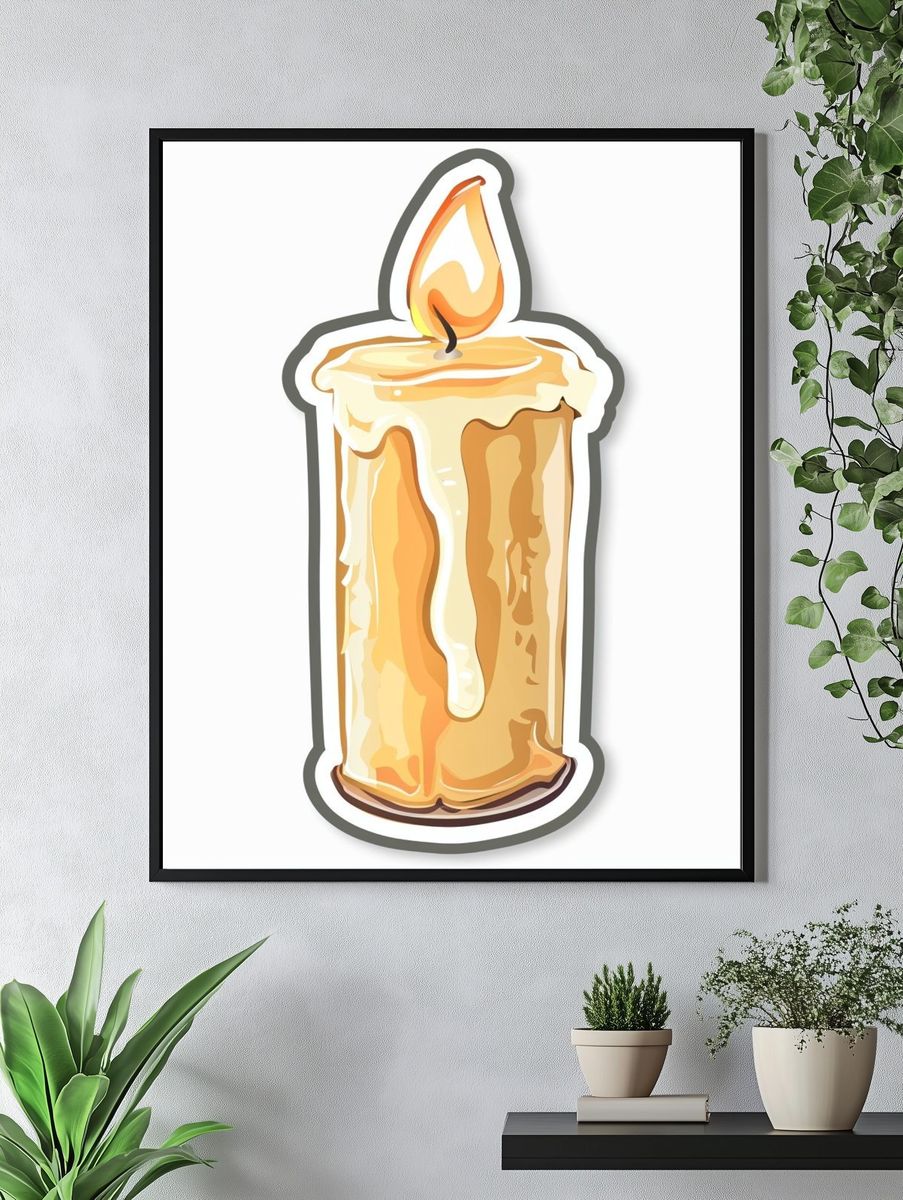 Melting Candle Illustration Poster. — room view 4