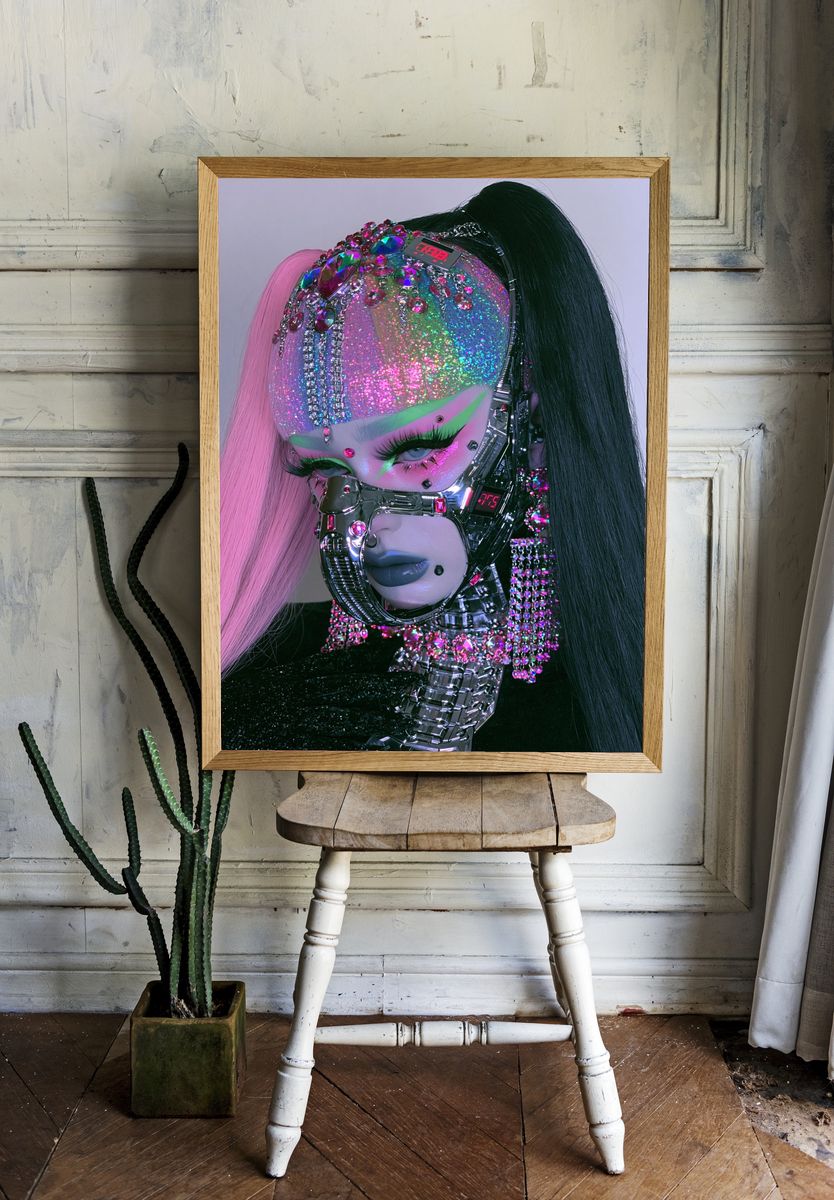 Cyber Glam Portrait Print. — room view 1
