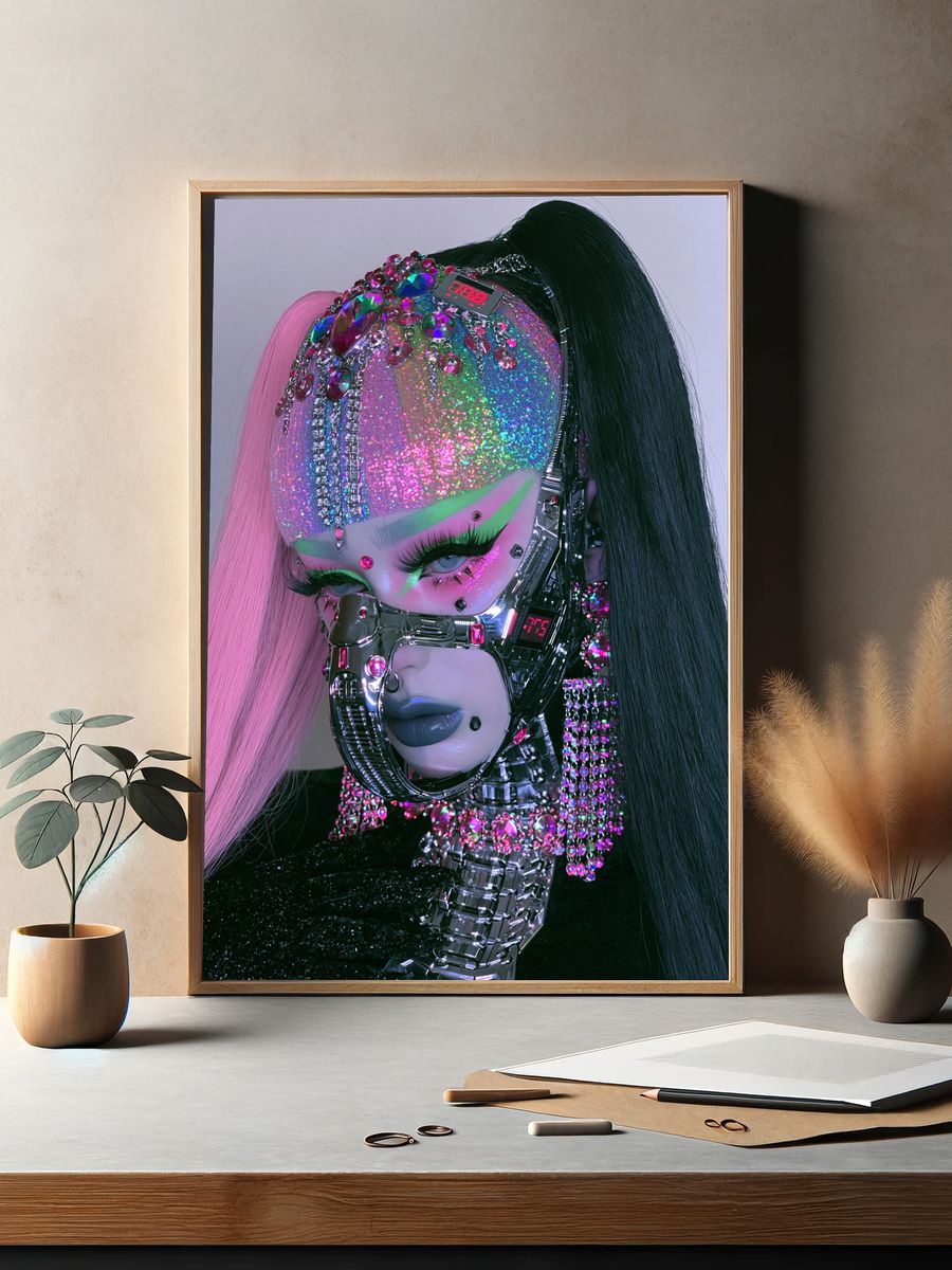 Cyber Glam Portrait Print. — room view 2