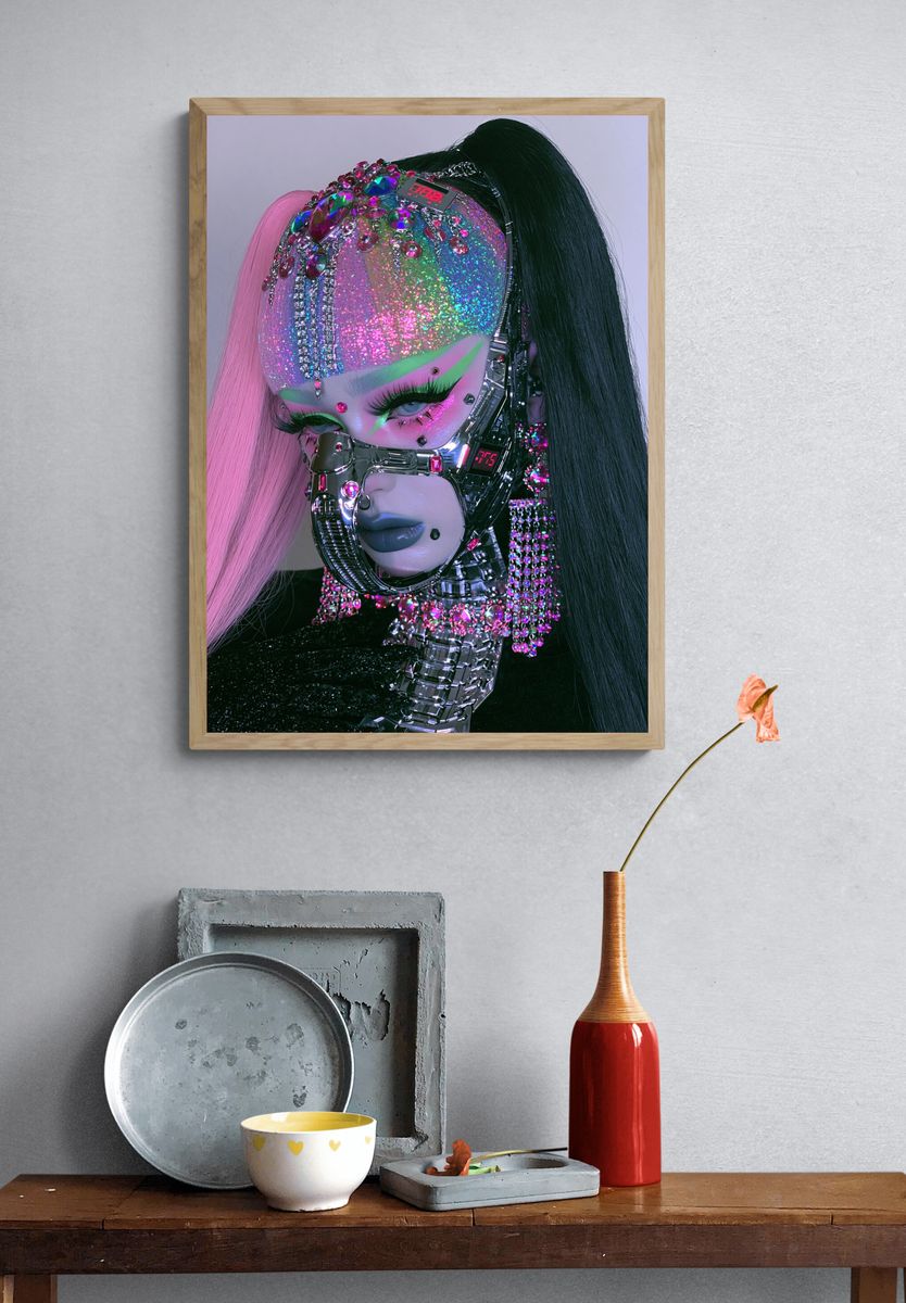 Cyber Glam Portrait Print. — room view 3