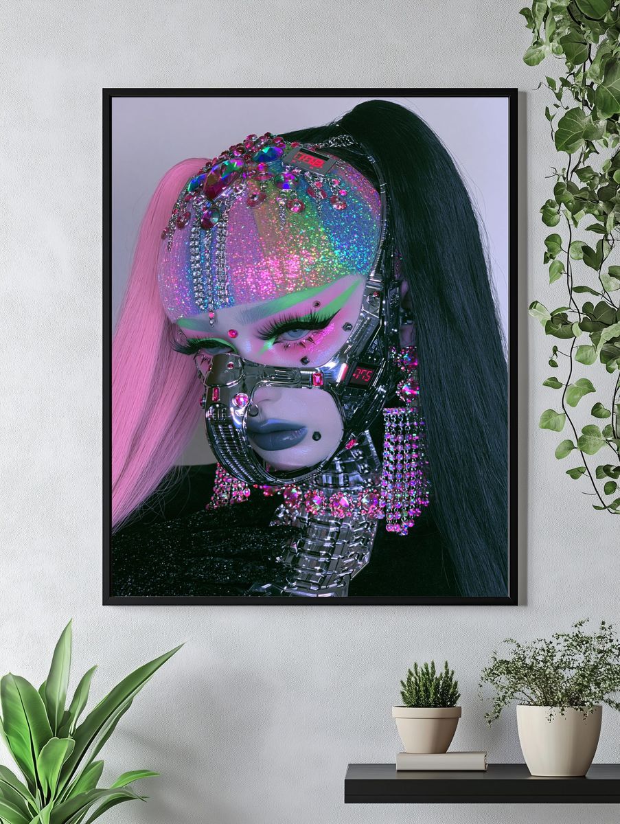 Cyber Glam Portrait Print. — room view 4