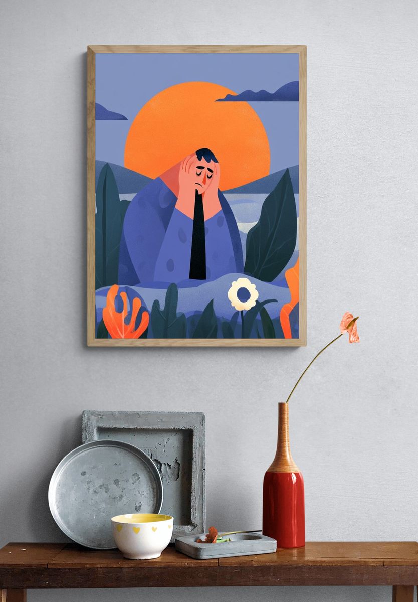 Melancholy Sunset Illustration Poster. — room view 3