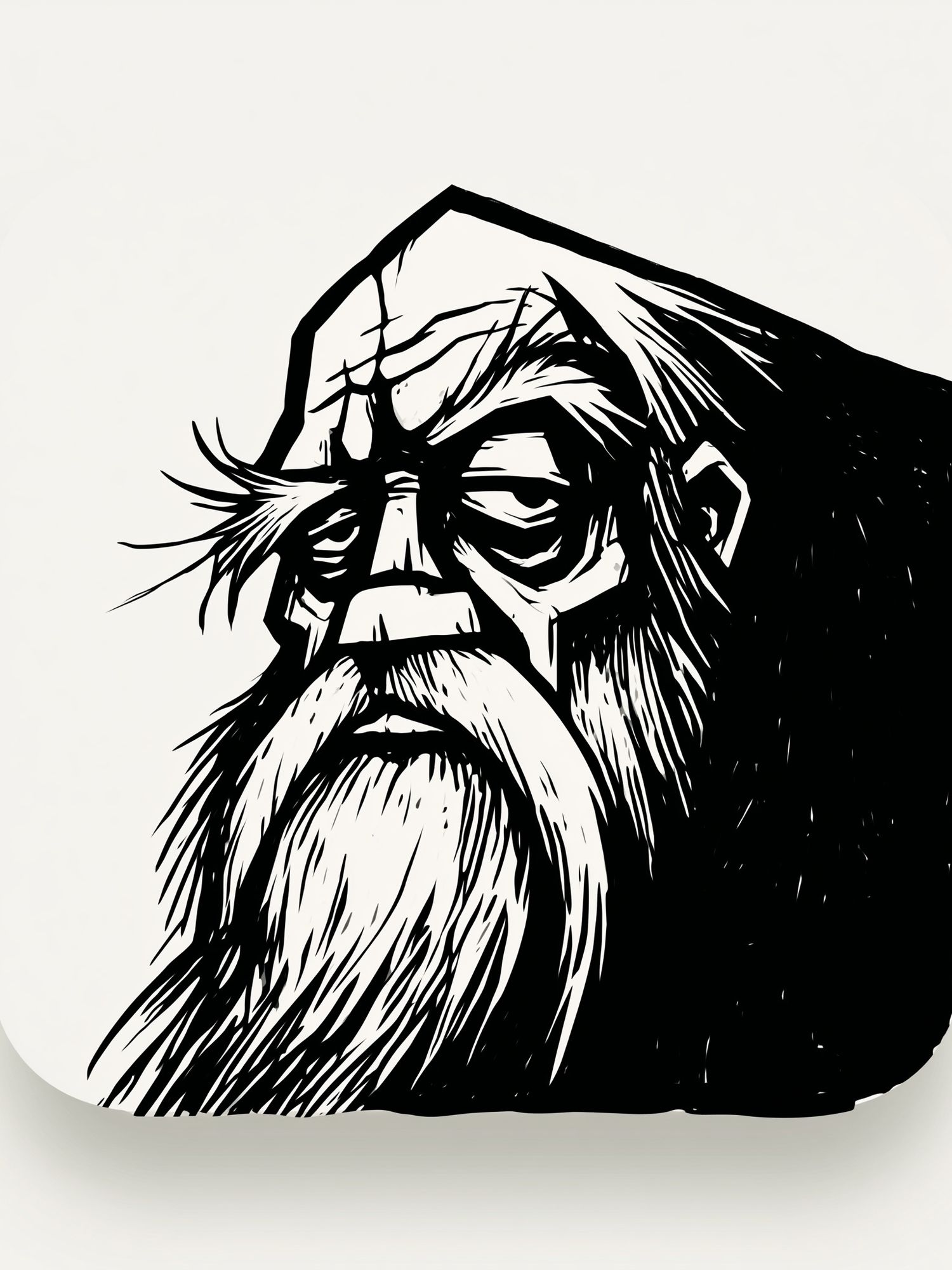 Bearded Elder Line Art Poster. poster — illustration art