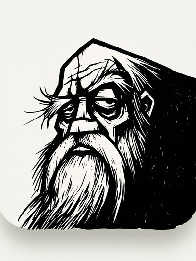 Bearded Elder Line Art Poster.