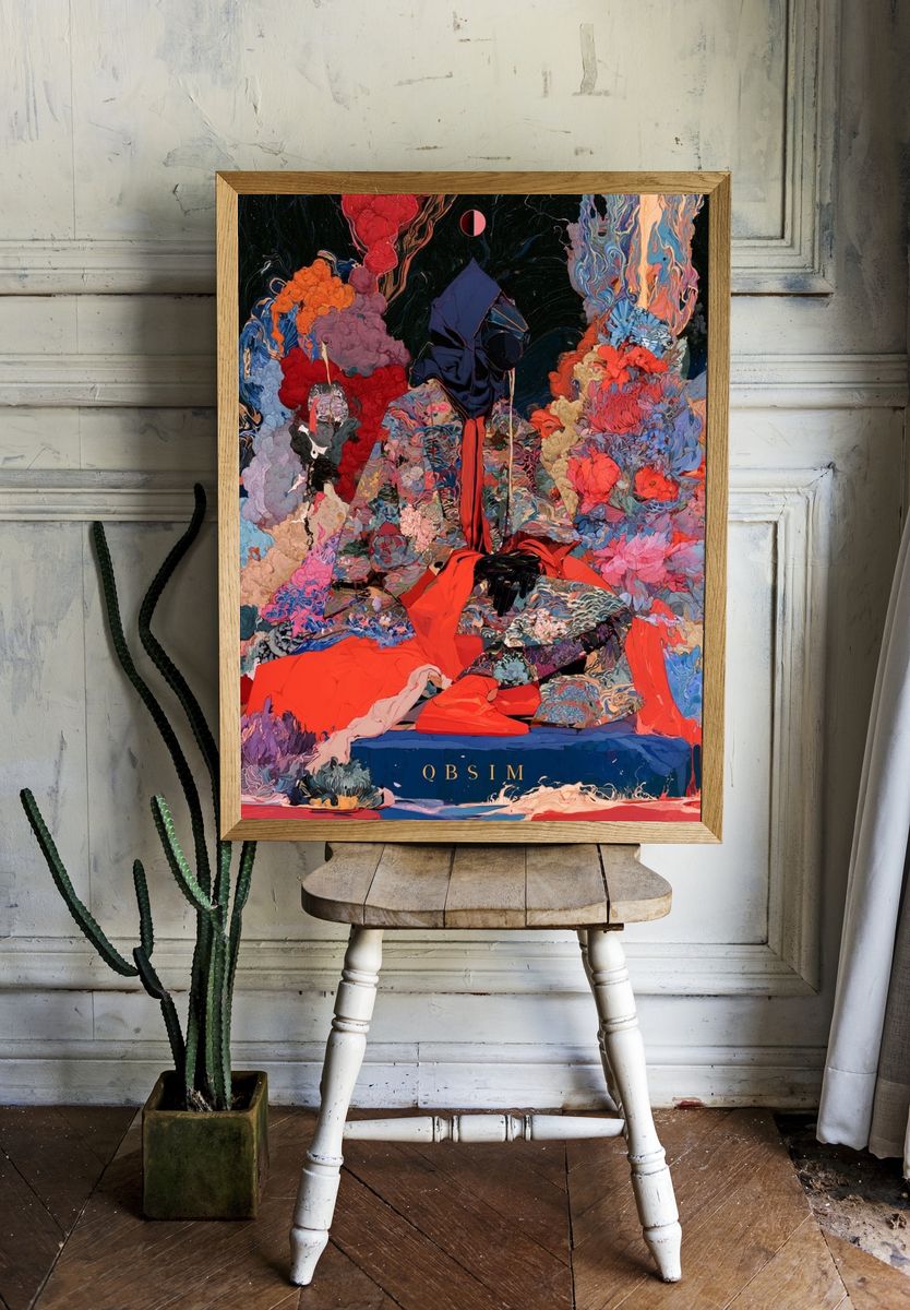 Cosmic Hooded Figure Abstract Print. — room view 1