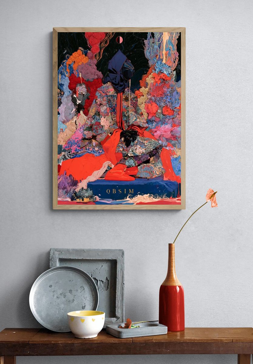 Cosmic Hooded Figure Abstract Print. — room view 3