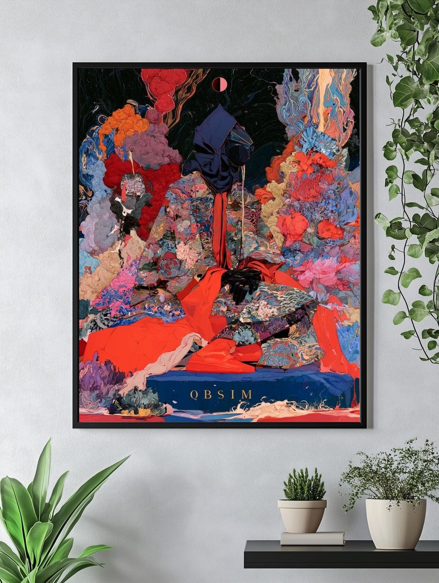 Cosmic Hooded Figure Abstract Print. — room view 4