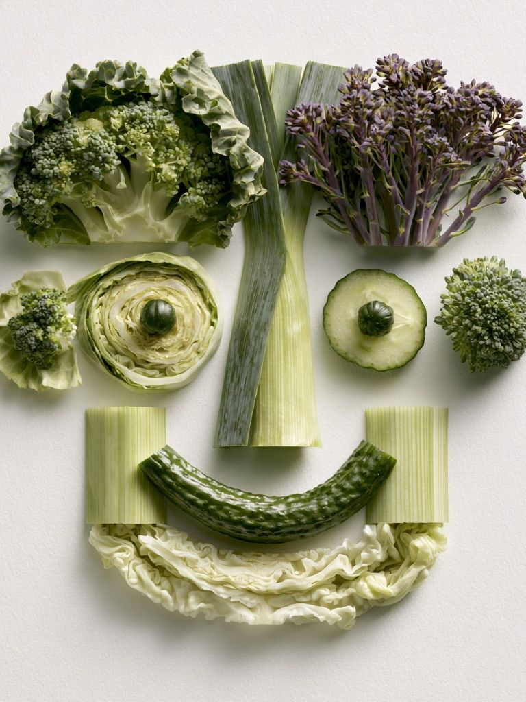 Vegetable Face Collage Print. poster detail