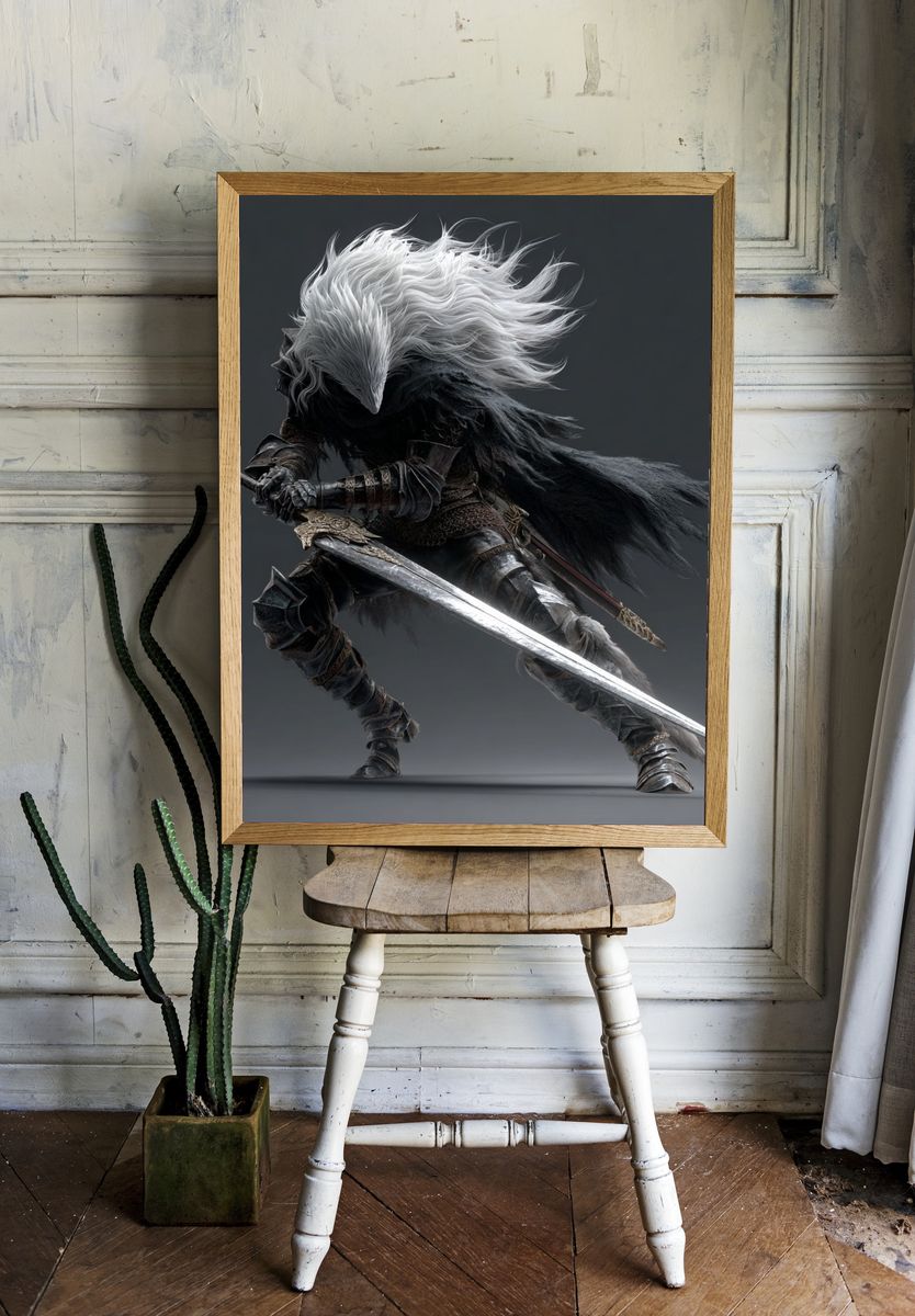 Wolf Warrior Fantasy Art Print. — room view 1