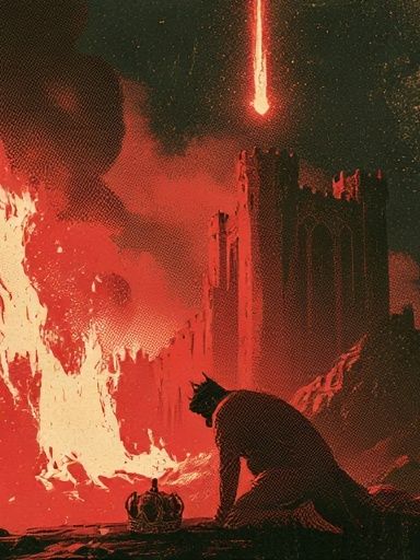 Infernal Castle Scene Illustration Poster. poster detail