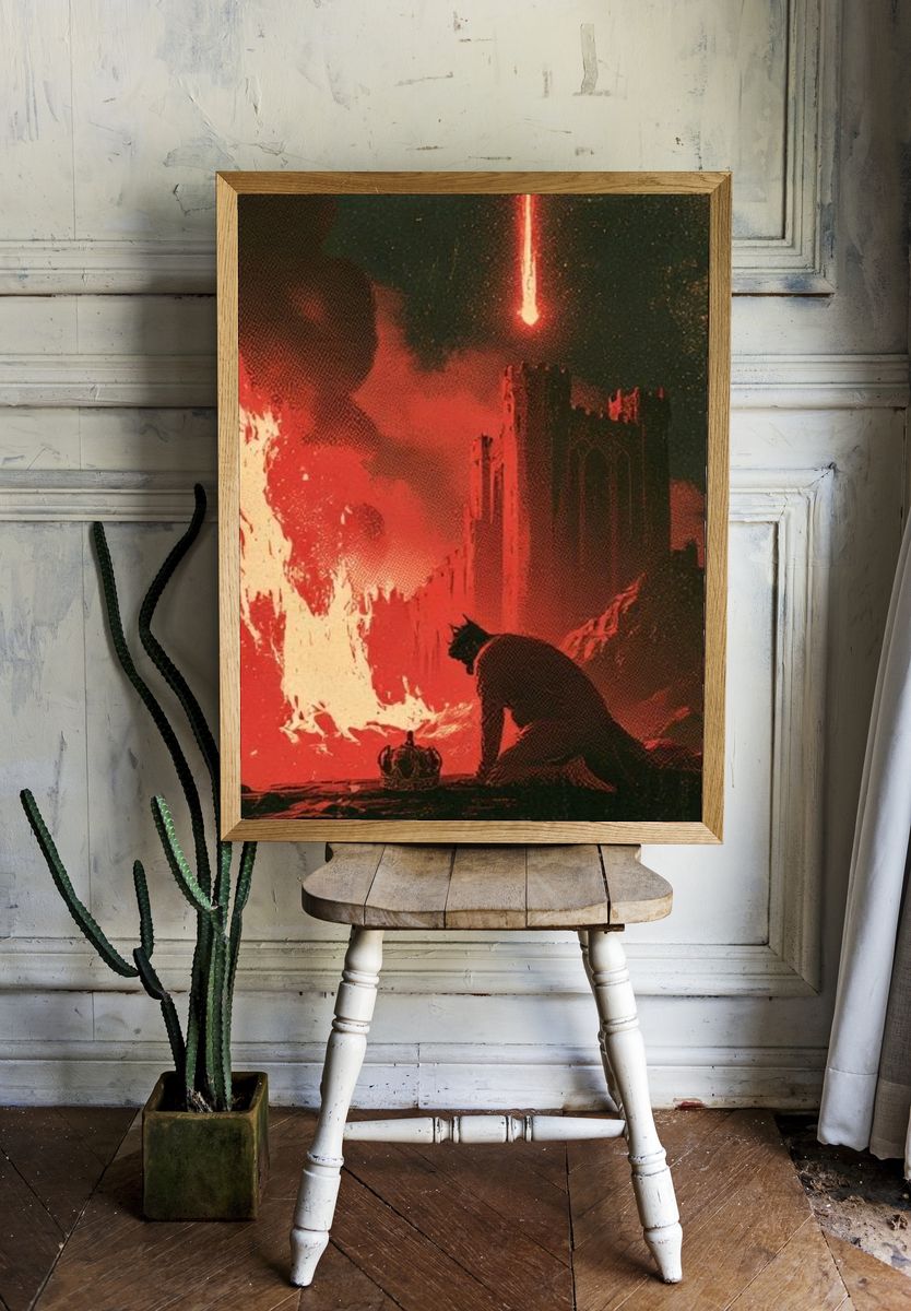 Infernal Castle Scene Illustration Poster. — room view 1
