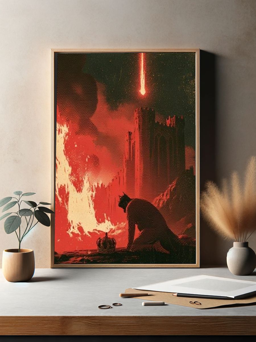 Infernal Castle Scene Illustration Poster. — room view 2