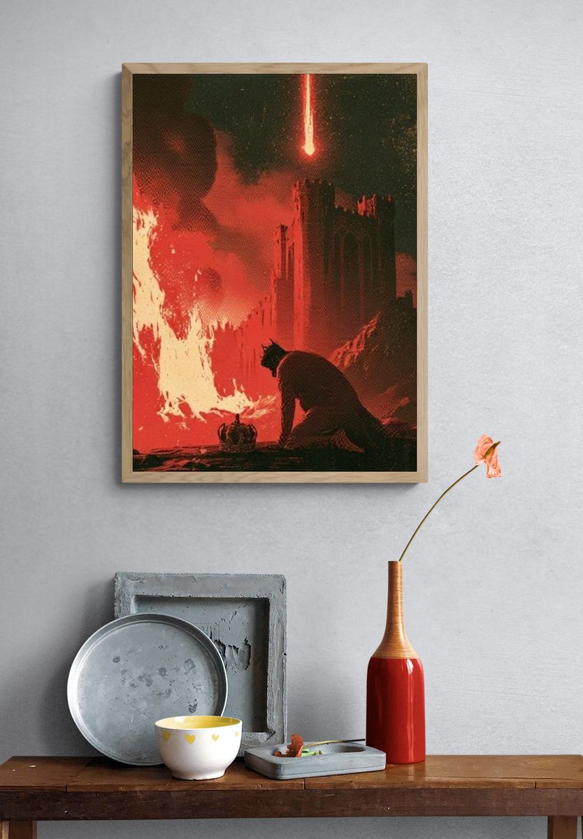 Infernal Castle Scene Illustration Poster. — room view 3