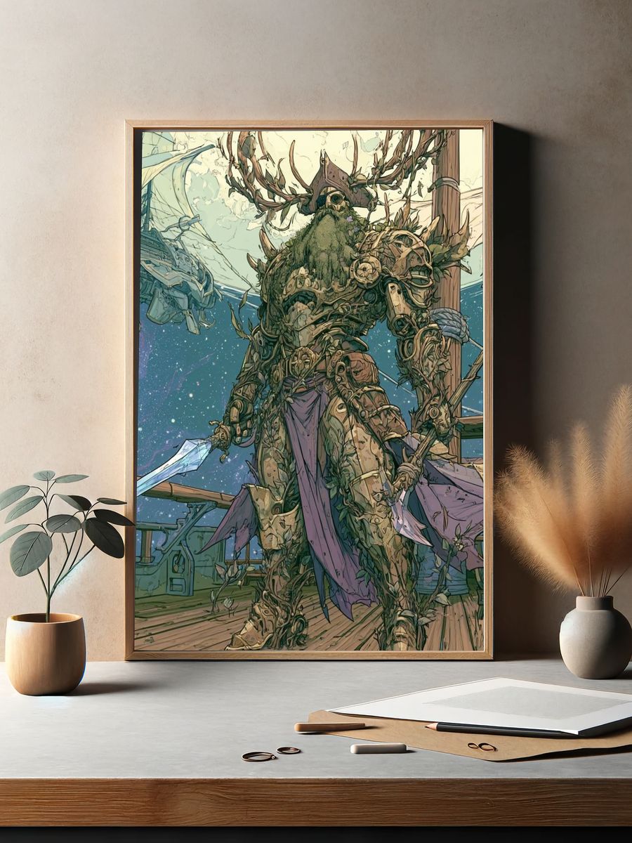 Forest Guardian Fantasy Illustration Poster. — room view 2